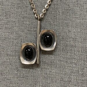 JORGEN JENSEN Modernist MCM Pewter Sterling Chain Necklace